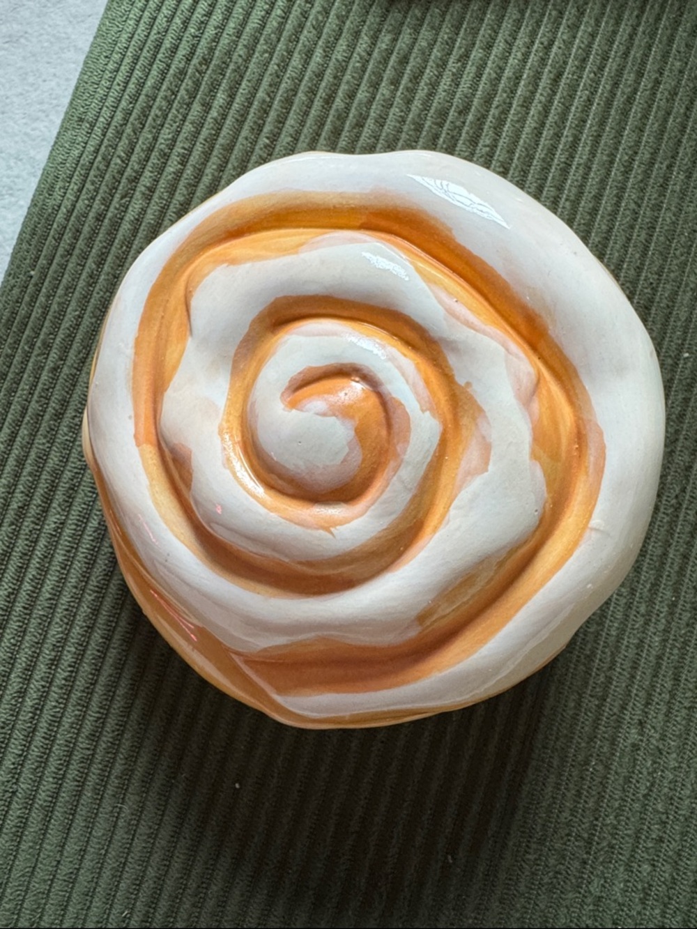 Cinnamon Roll White and Orange Swirl Ceramic Trinket Dish - Home Art